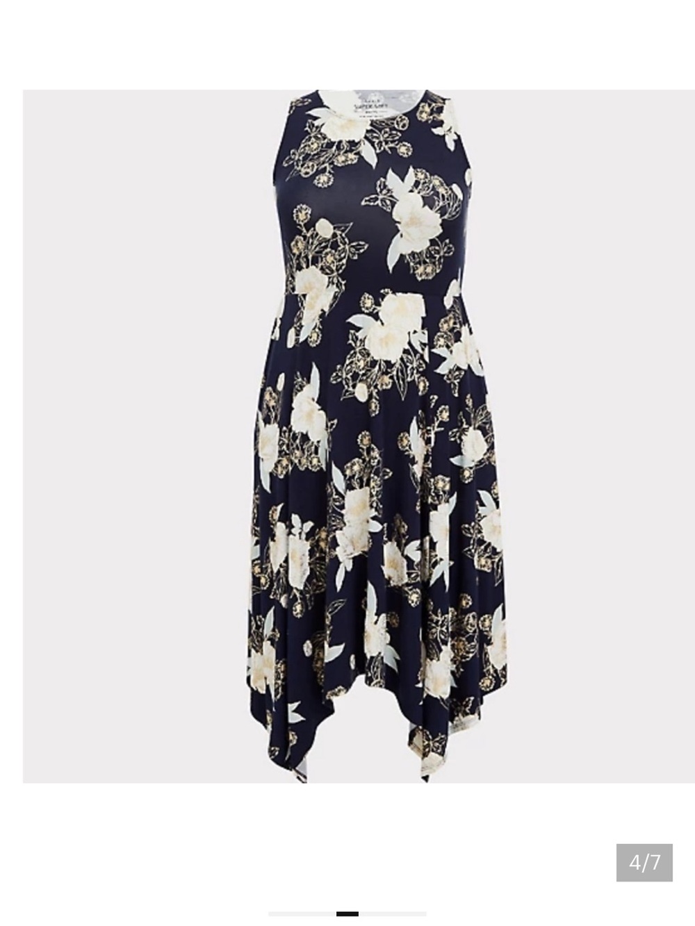 Torrid 2 Navy Floral Asymmetrical Hem Dress - Picture 1 of 2